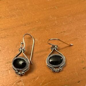Sterling Silver, black petite earrings